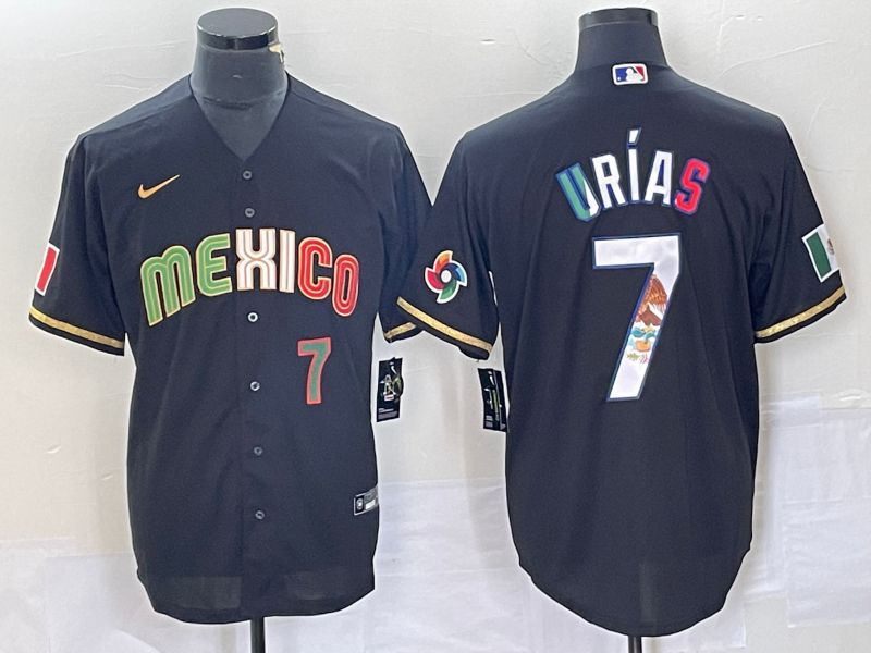 Men 2023 World Cub Mexico #7 Urias Black Nike MLB Jersey style 9187